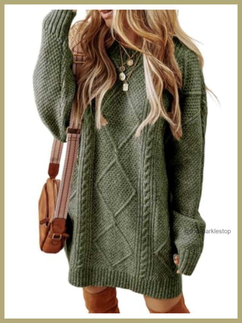 Cable Knit Sweater Dress Long Sleeve Crew Neck Pullover Mini